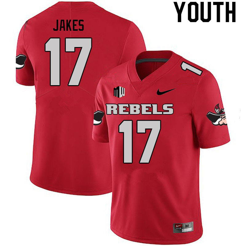 Youth #17 Jordan Jakes UNLV Rebels College Football Jerseys Sale-Scarlet - Click Image to Close